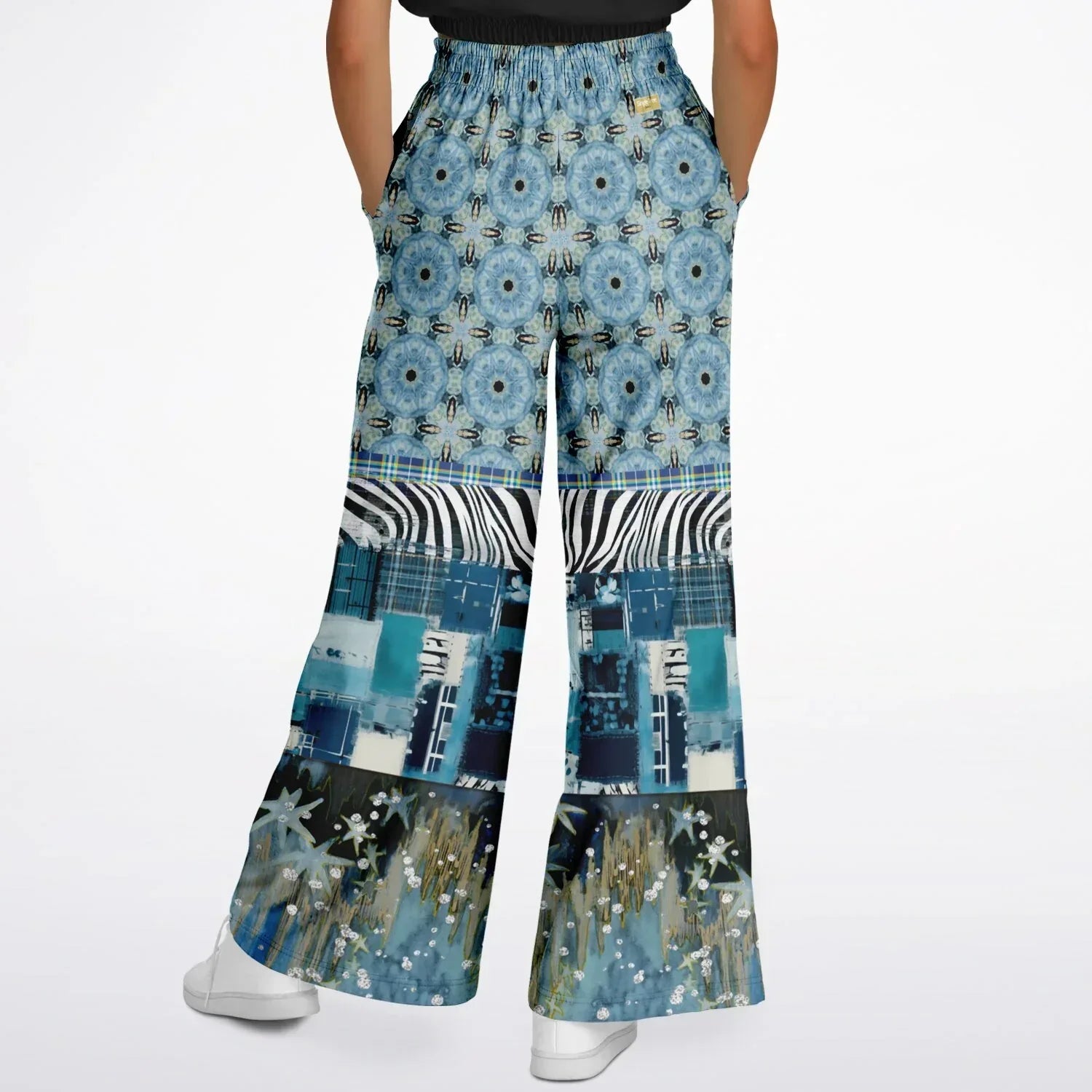 Zima in Frost - Janoszanka - Patchwork Print Eco-Poly Wide Leg Pants