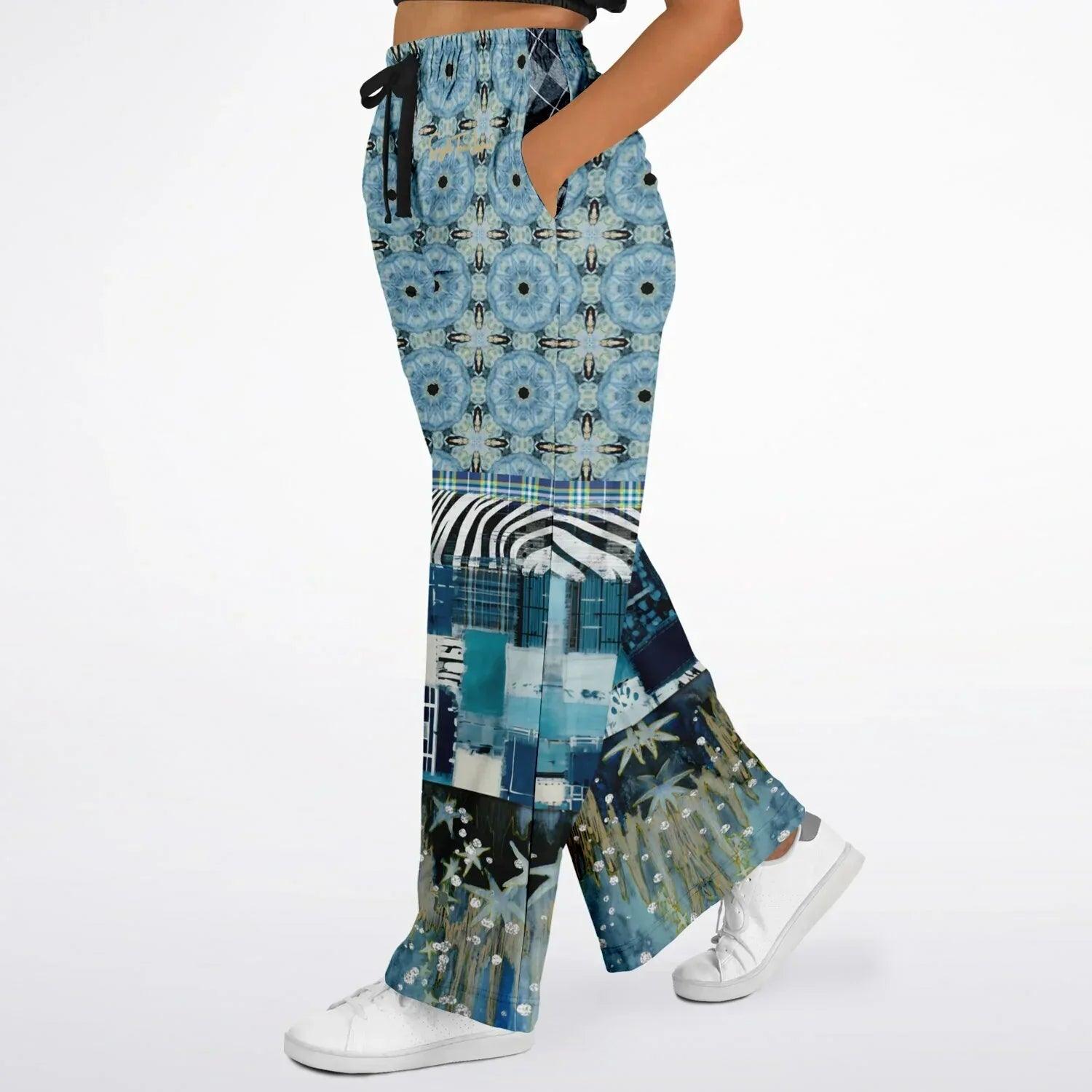 Zima in Frost - Janoszanka - Patchwork Print Eco-Poly Wide Leg Pants