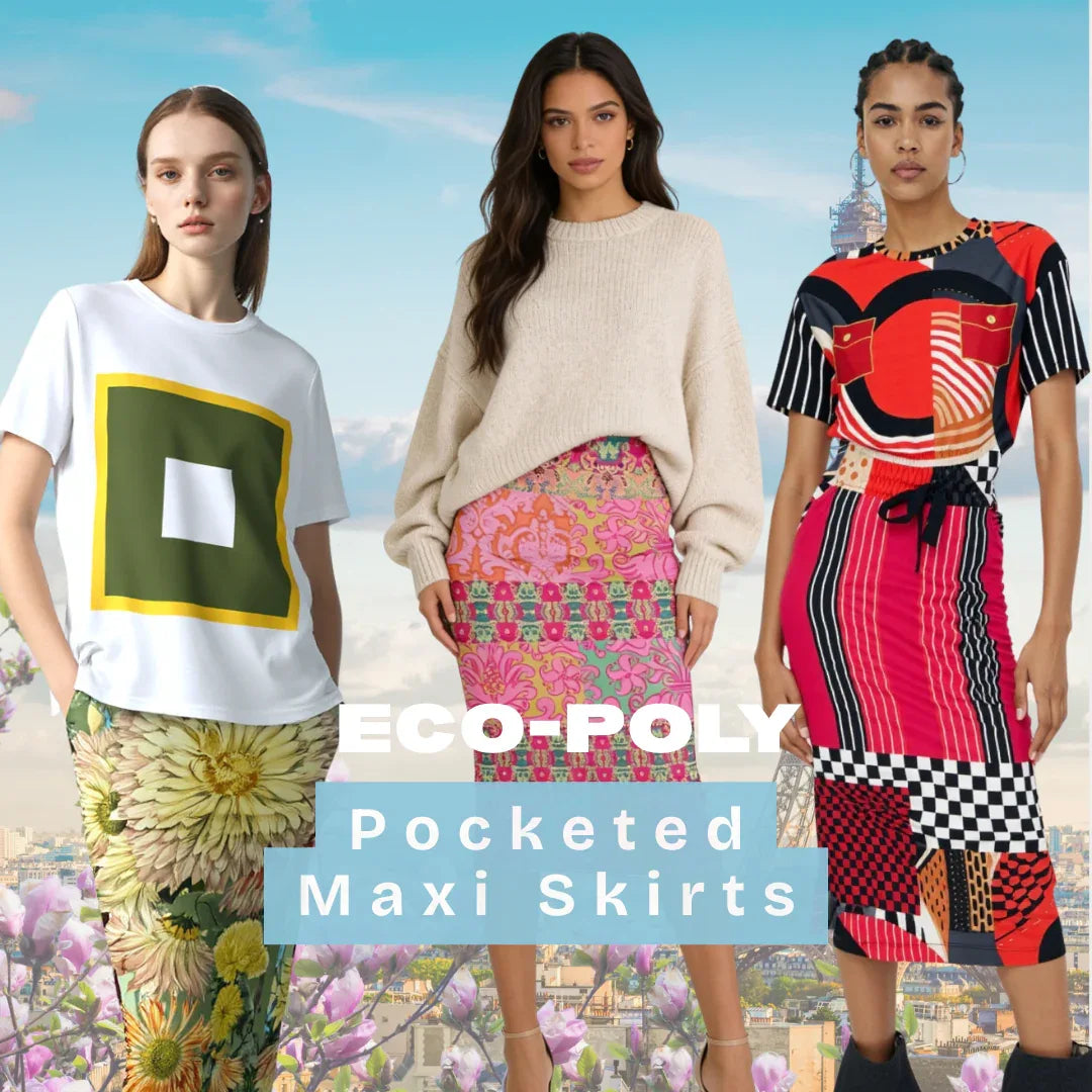 Eco-Poly Pocketed Maxi Skirts