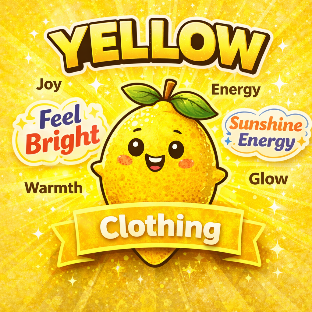 Yellow clothing graphic with bold, vibrant tones representing energy, happiness, confidence, and optimism.