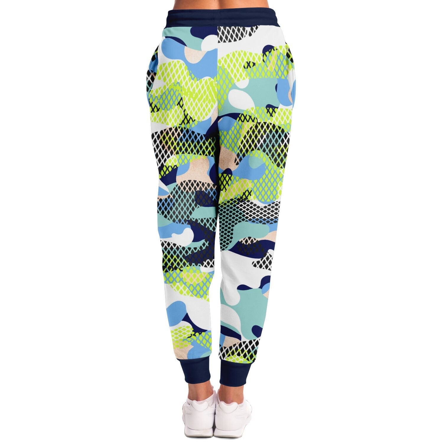 Blue and Lime Eco-Poly Camo Joggers