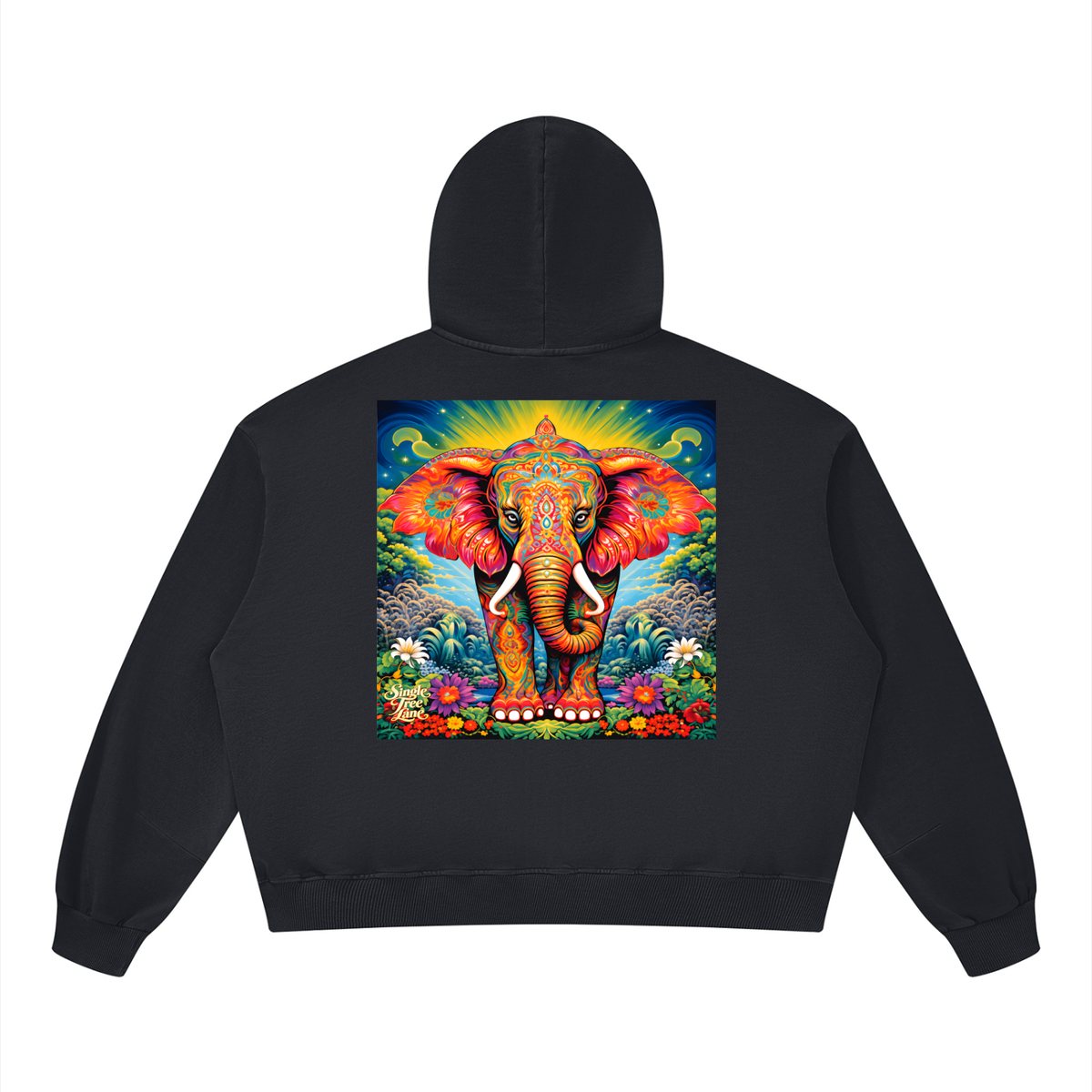 Peace &amp; Tranquility Elephant Unisex Boxy Vintage Washed Hoodie