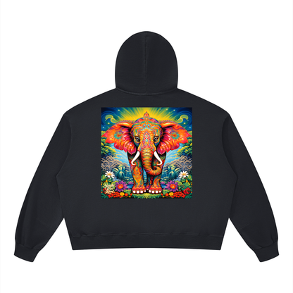 Peace &amp; Tranquility Elephant Unisex Boxy Vintage Washed Hoodie