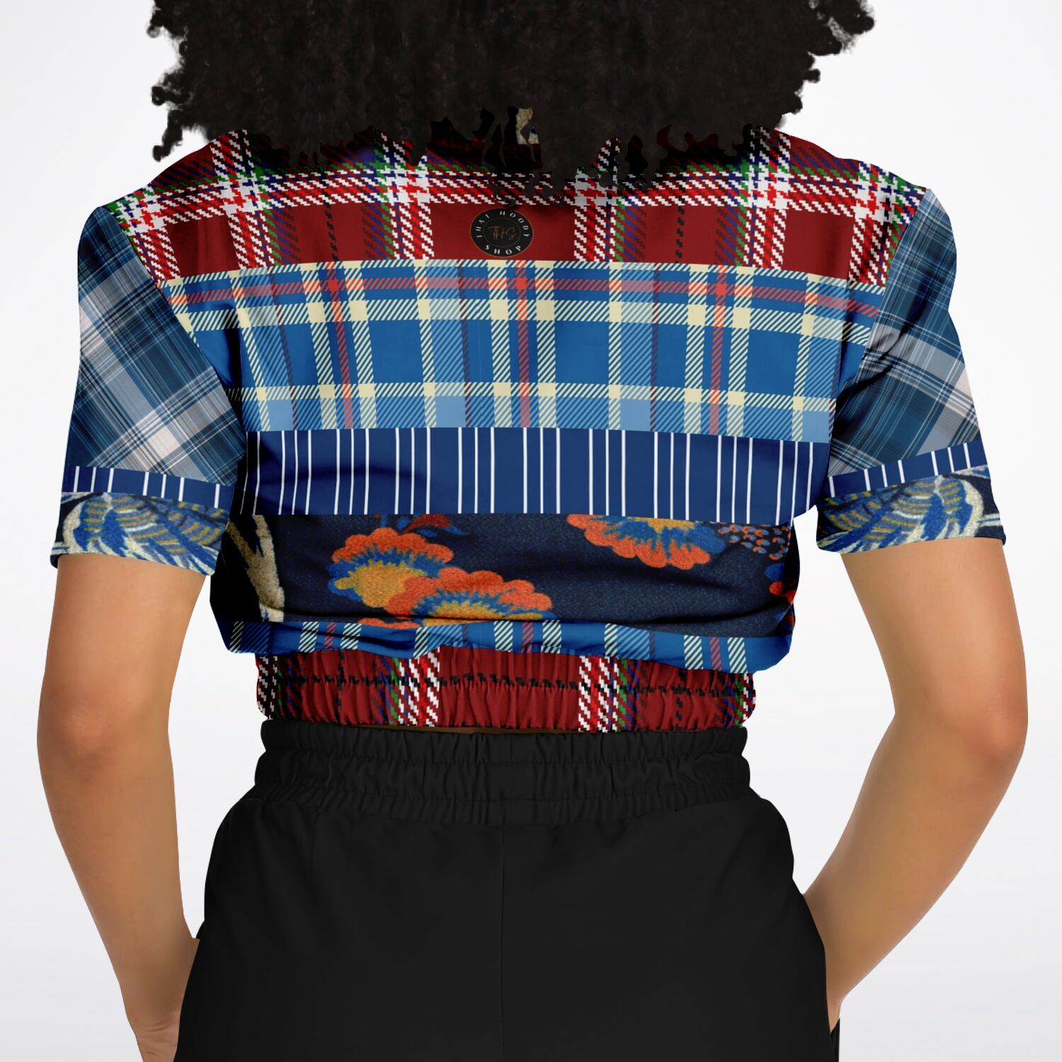 Andromeda Blue Plaid Cropped Sweater Pullover