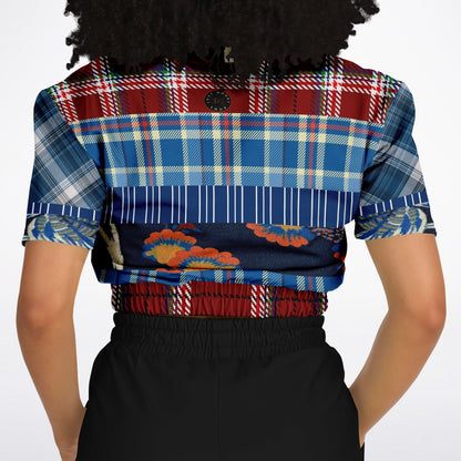 Andromeda Blue Plaid Cropped Sweater Pullover