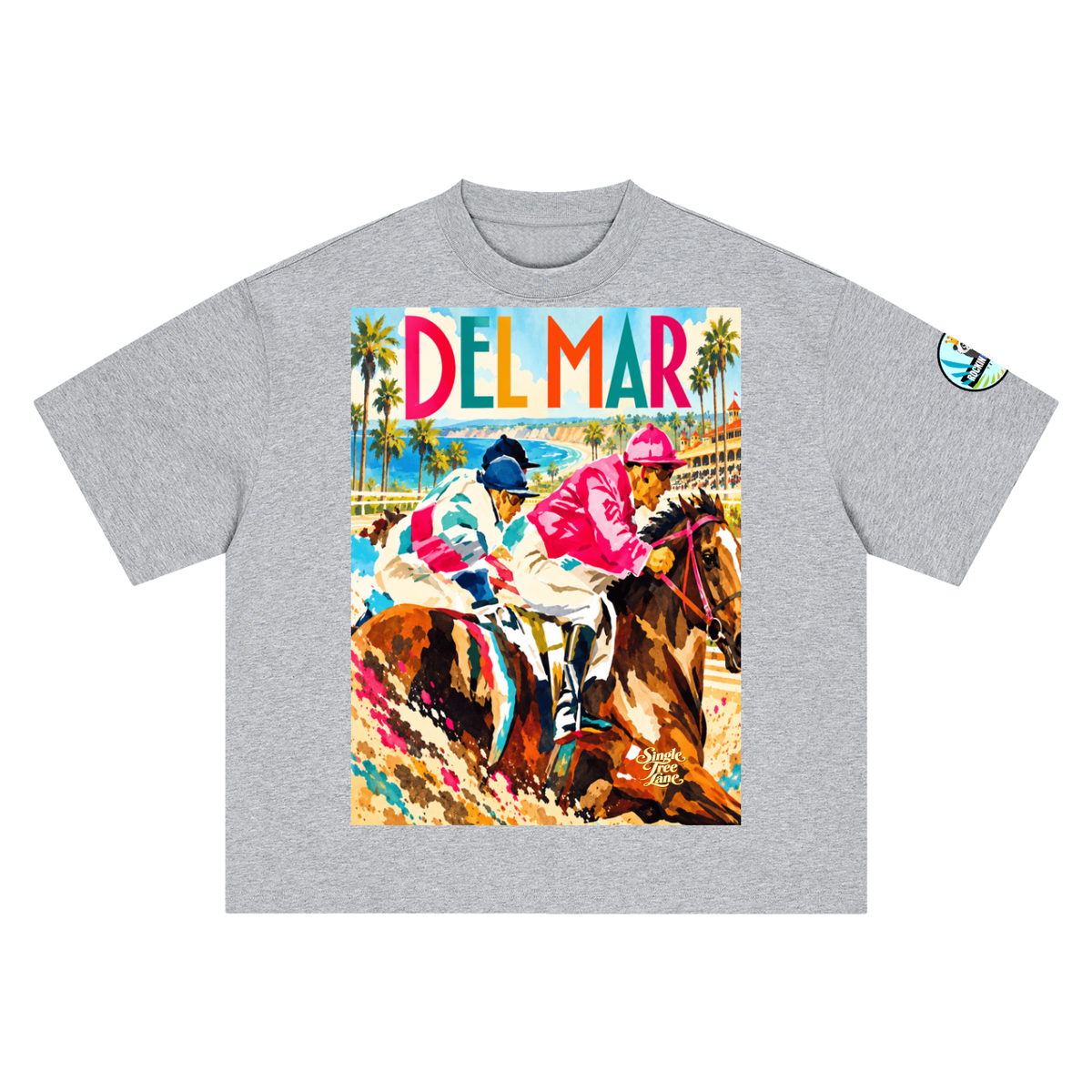 Del Mar Off to the Races Boxy Oversized Unisex T-Shirt