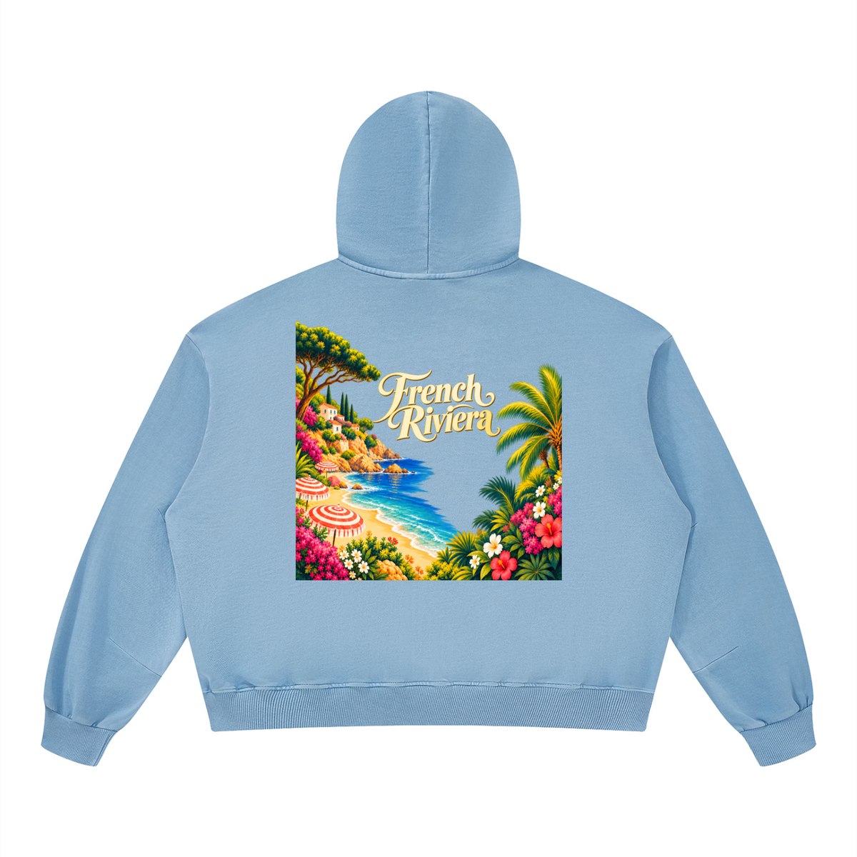 French Riviera Unisex Boxy Vintage Washed Hoodie