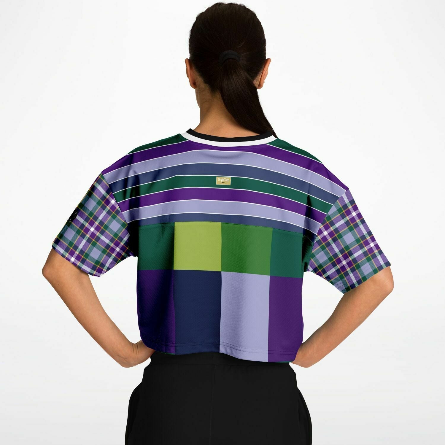 Purple Crush Rugby Stripe Plaid Eco-Poly Crop Jersey