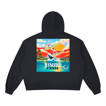 Jetsetter Class Luxury Travel Unisex Boxy Vintage Washed Hoodie
