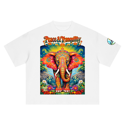Peace &amp; Tranquility Elephant Boxy Oversized Unisex T-Shirt