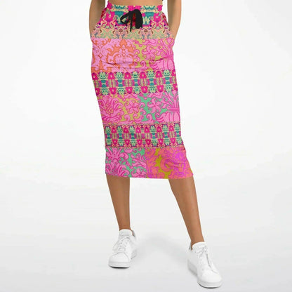 Gypsy Beat Pink Floral Patchwork Long Pocket Skirt