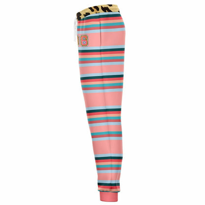 Blue Dragonfly Pink Striped Eco-Poly Unisex Joggers