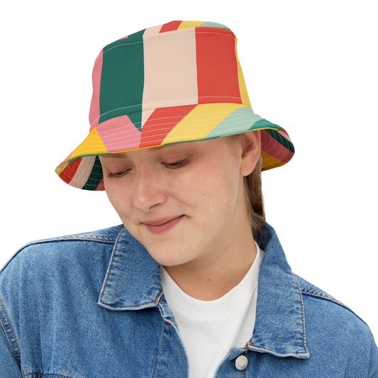 Sun Worshipper in Pastel Stripe Vibrant Bucket Hat