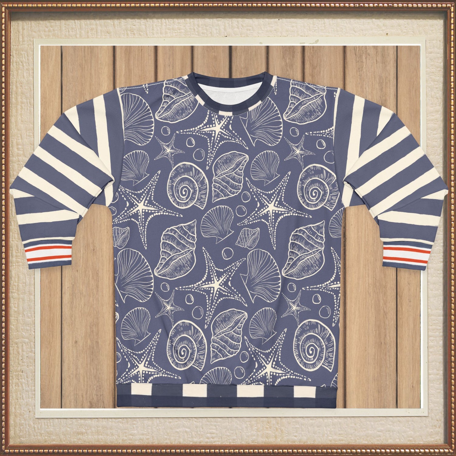Sail Away Seashell Sketch in Blue Unisex Sweatshirt