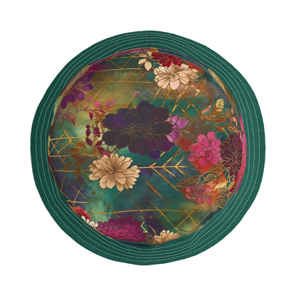 Chiyogami Green Mountain Asian Floral Vibrant Bucket Hat