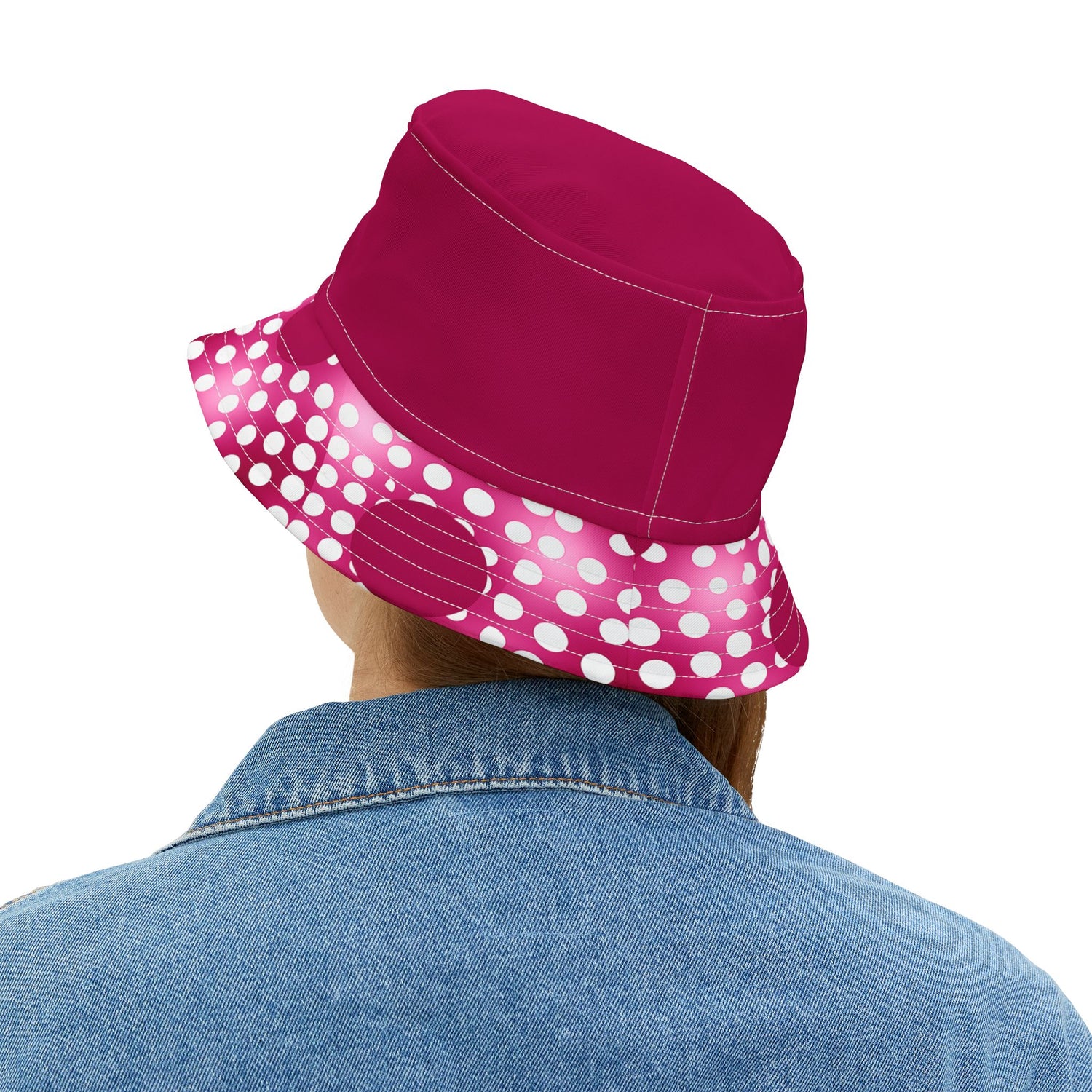 Pink Snowballs in Abstract Polka Dots Vibrant Bucket Hat