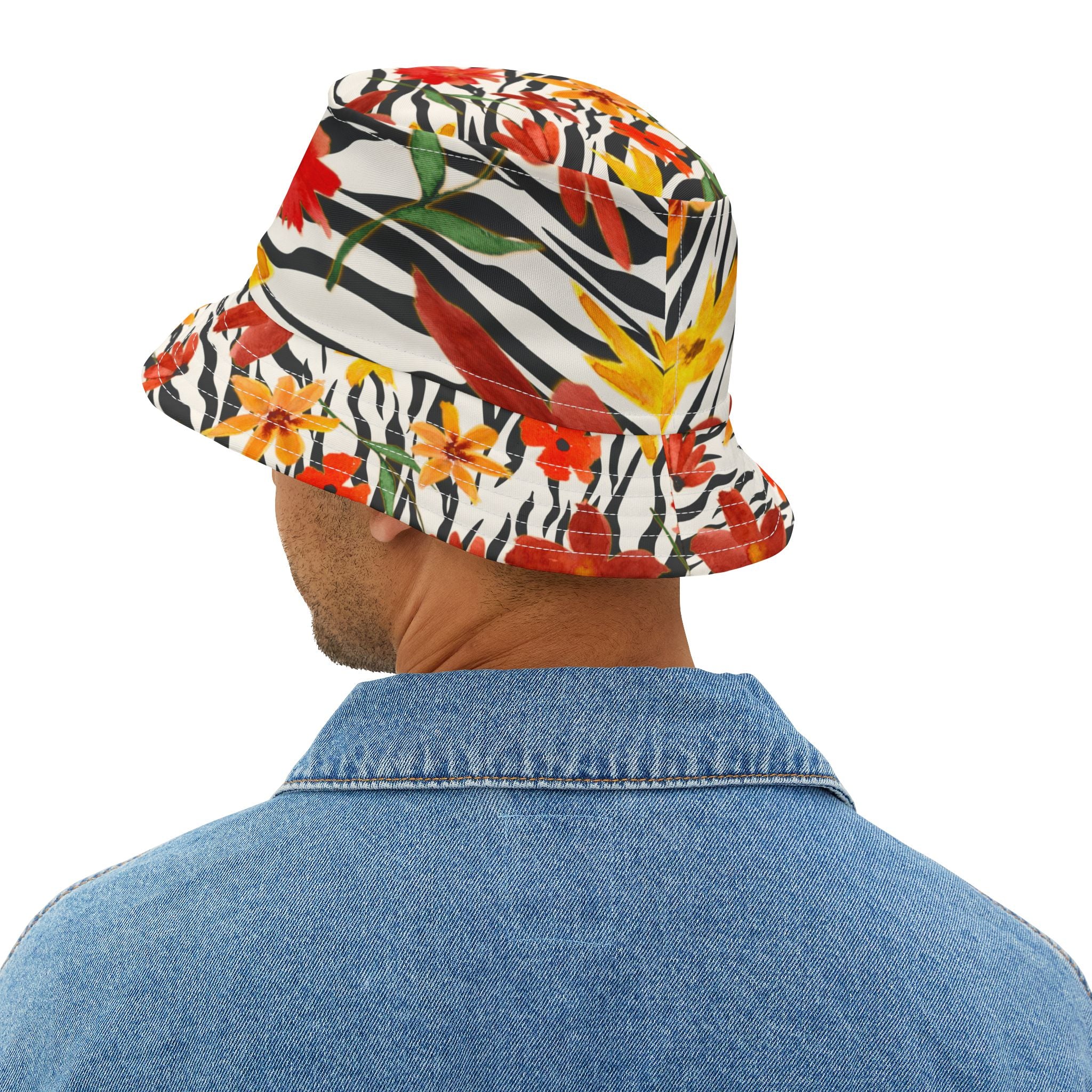 Meet Me in Tangiers Zebra Floral Stripe Vibrant Bucket Hat