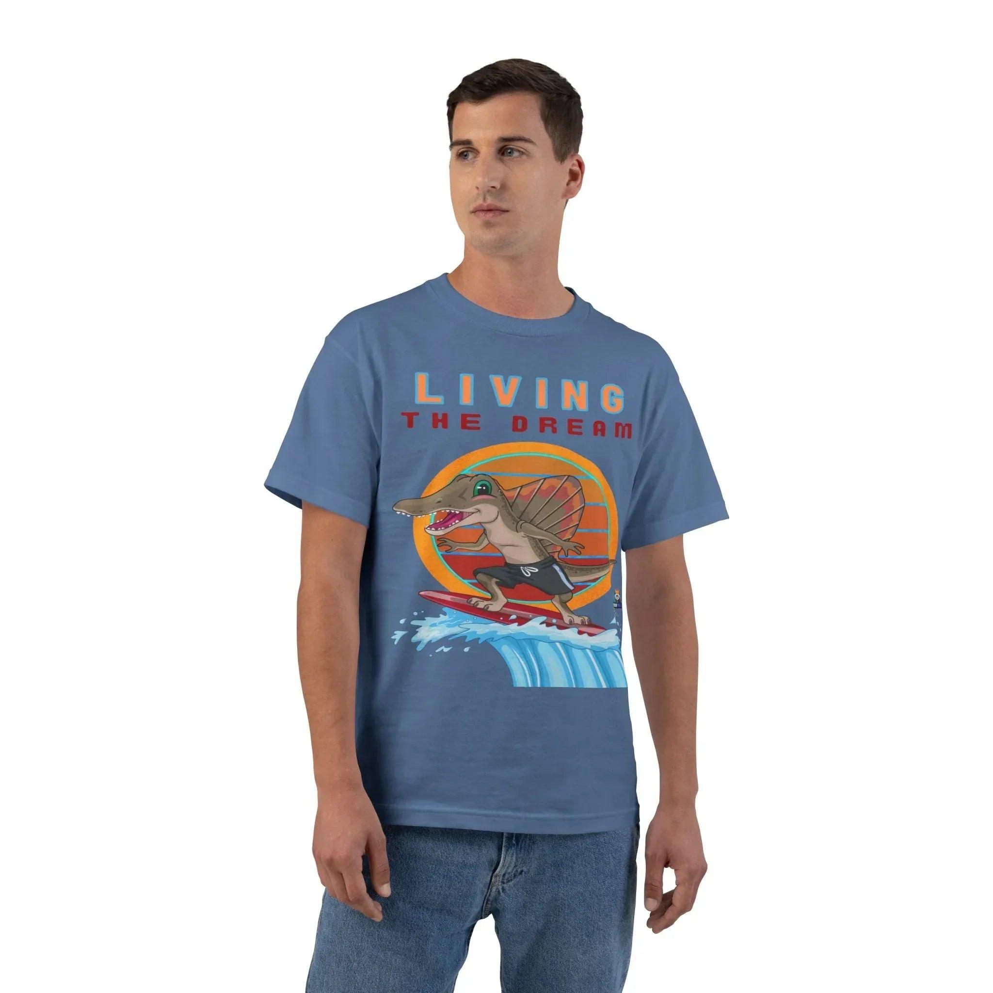 Living the Dream Dinosaur Surfer Heavyweight Tee