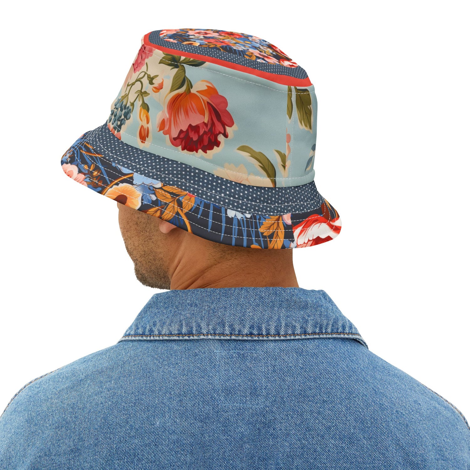 Lauren Ashley English Rose Floral Vibrant Bucket Hat