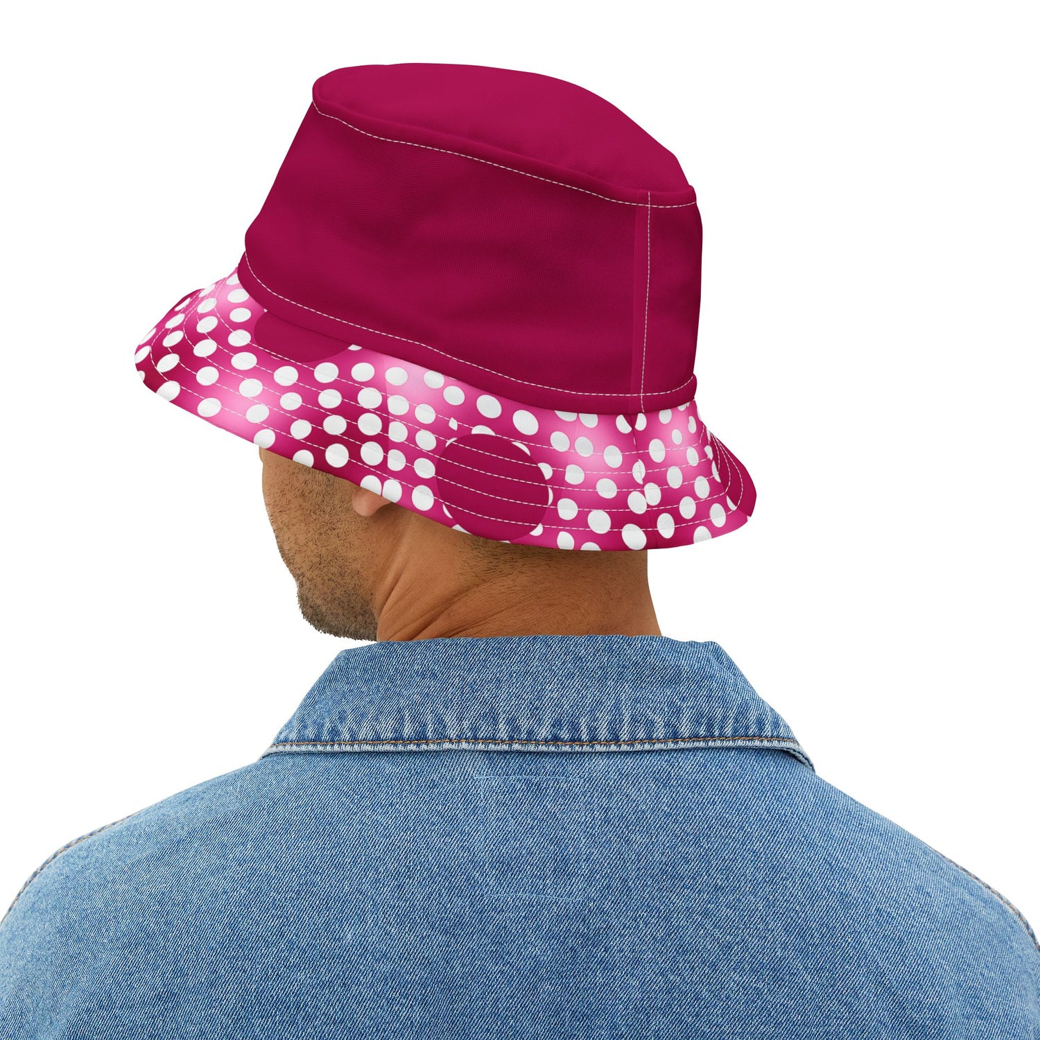 Pink Snowballs in Abstract Polka Dots Vibrant Bucket Hat