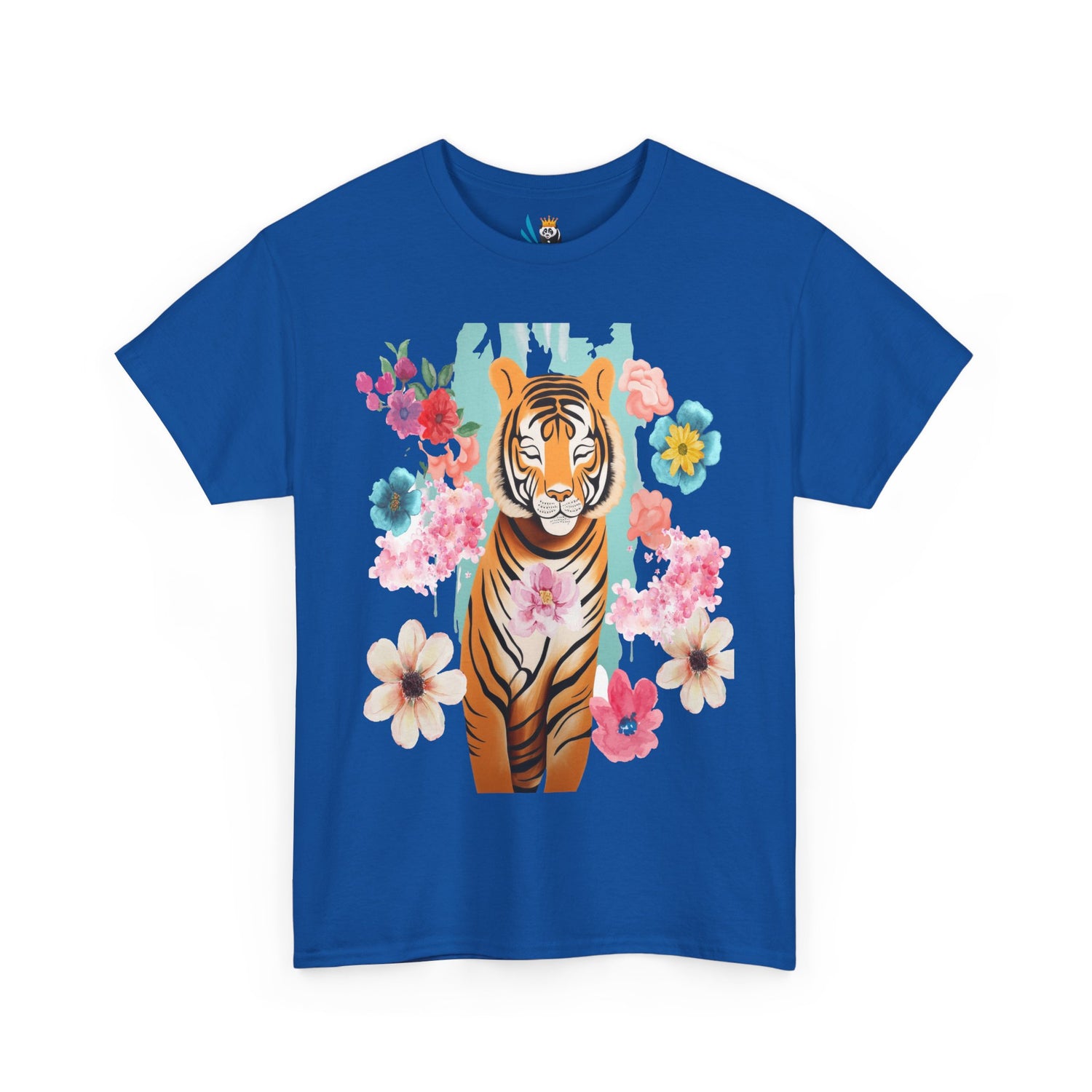 Tiger at Peace in Flowers Heavyweight Unisex Tee