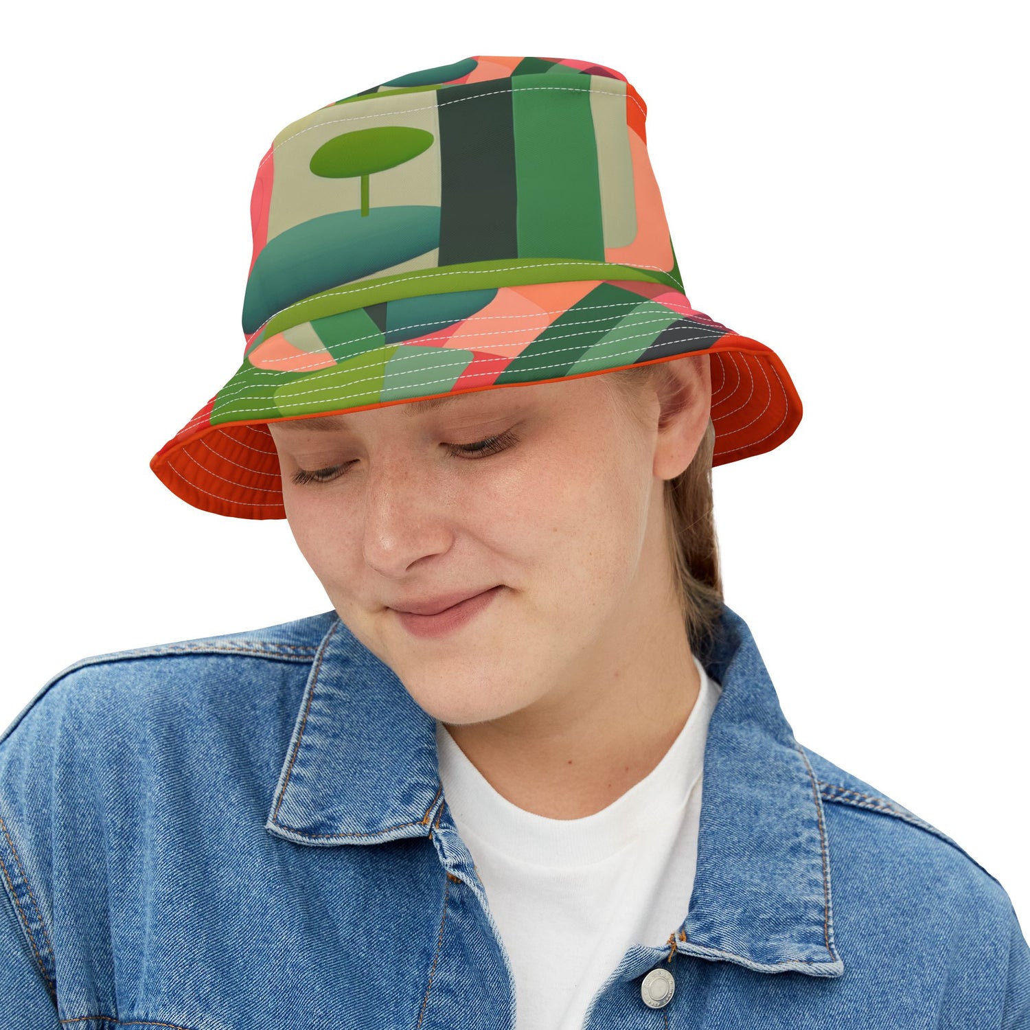 Futuristic Abstract Geo Stripe Vibrant Bucket Hat