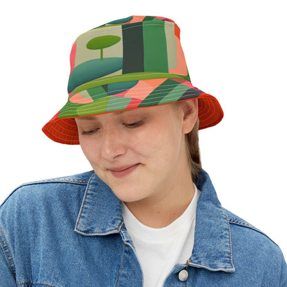 Futuristic Abstract Geo Stripe Vibrant Bucket Hat