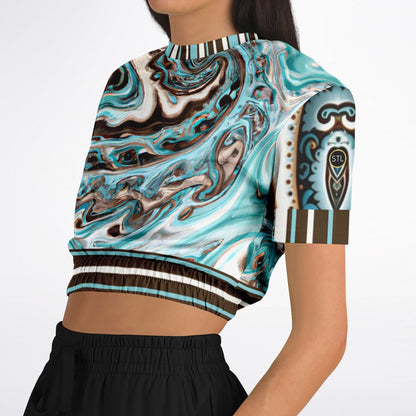 Turk and Caicos Eco-Poly Short Sleeve Cropped Pullover