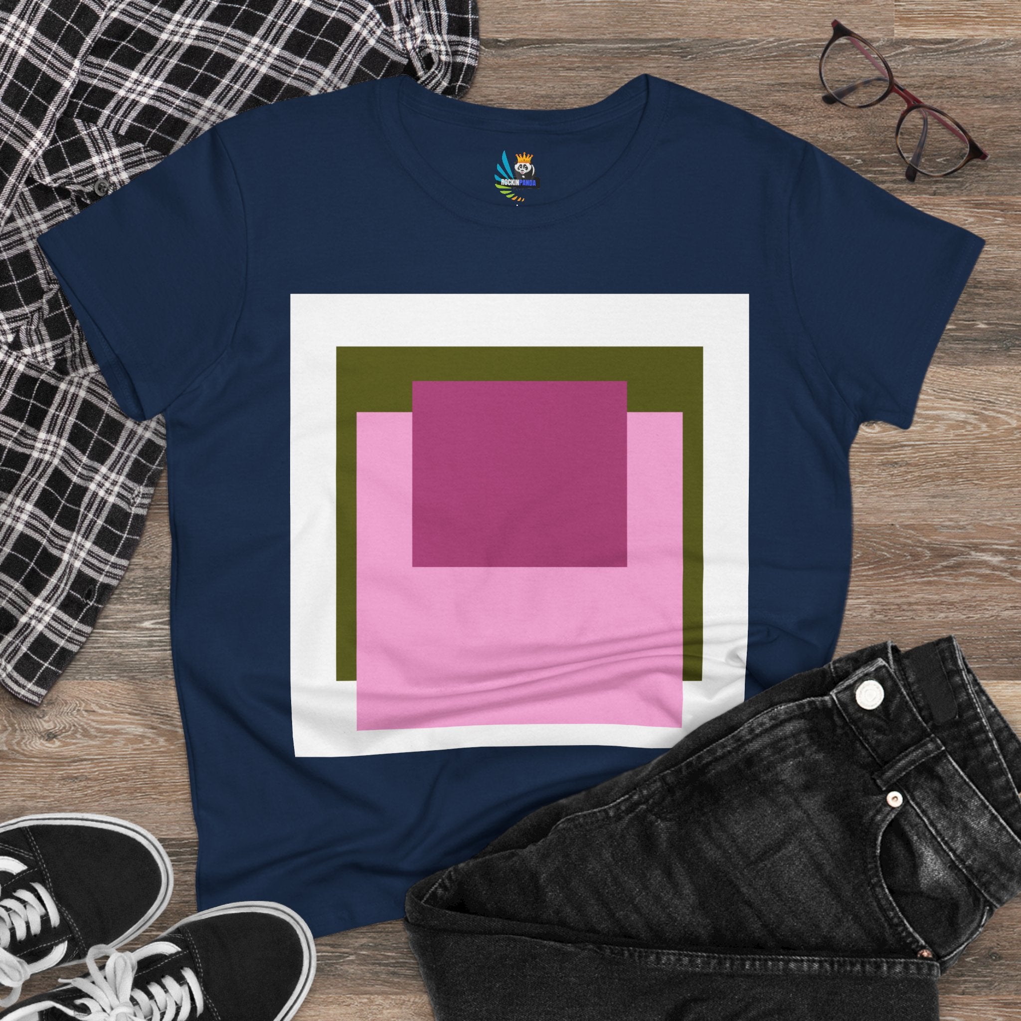 T-Shirt - Pink Rose Granny Quadruple Square Women&
