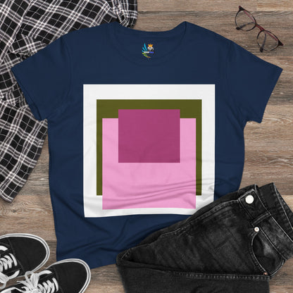 T-Shirt - Pink Rose Granny Quadruple Square Women&