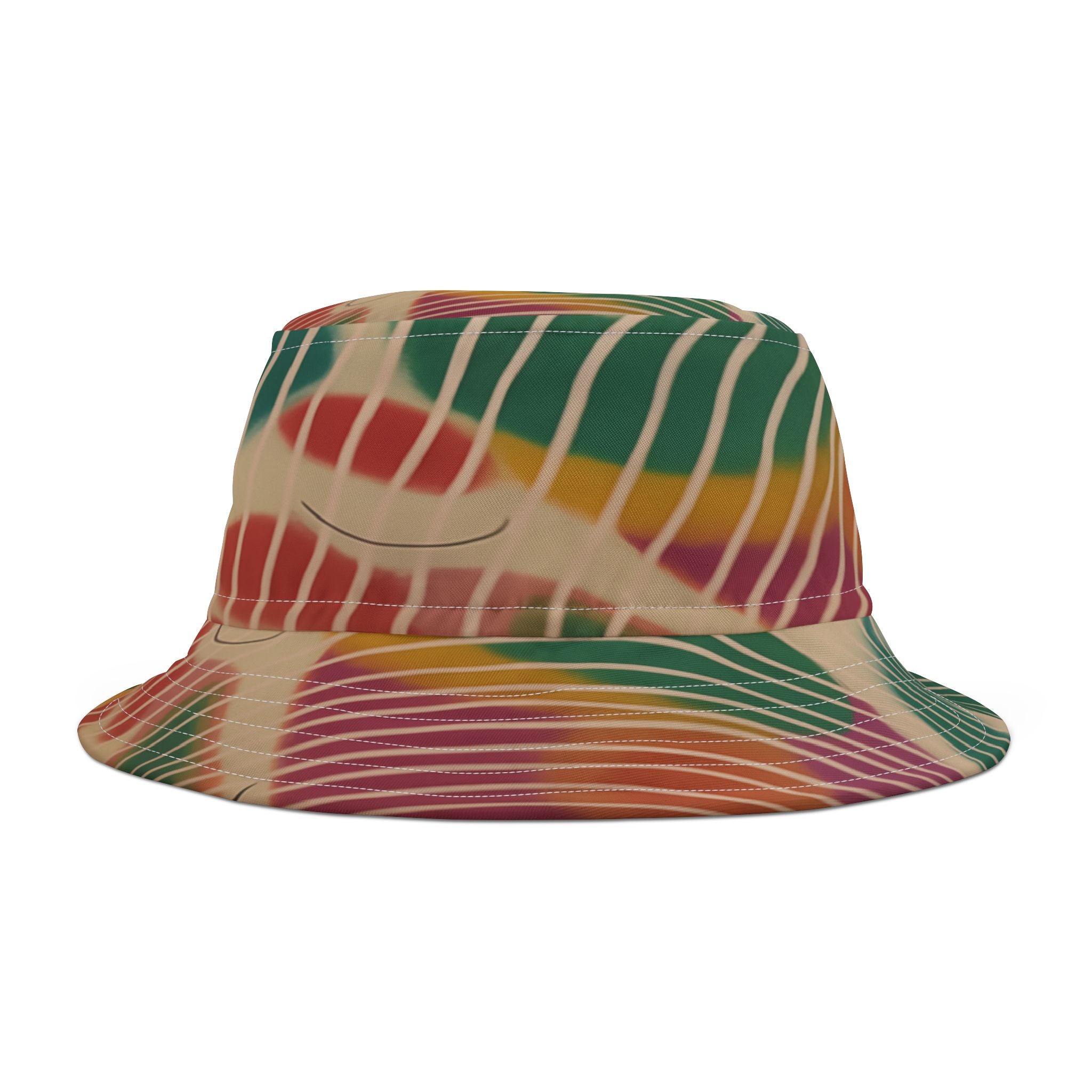 Hippie Groove Abstract Camo Stripe Tie-Dye Vibrant Bucket Hat