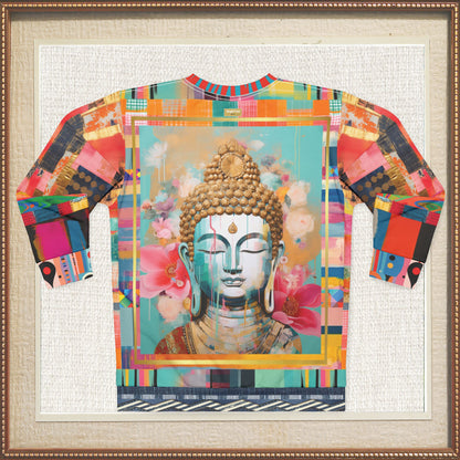 Serene Buddha in Pastel Patchwork Print Unisex Sweatshirt (Gold Label)