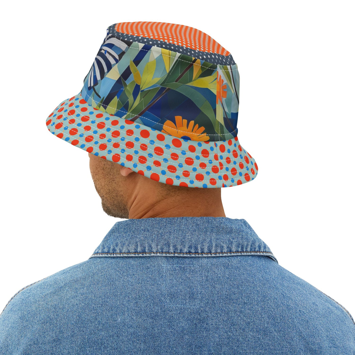 Sunshine and Butterflies in Stripes and Dots Vibrant Bucket Hat