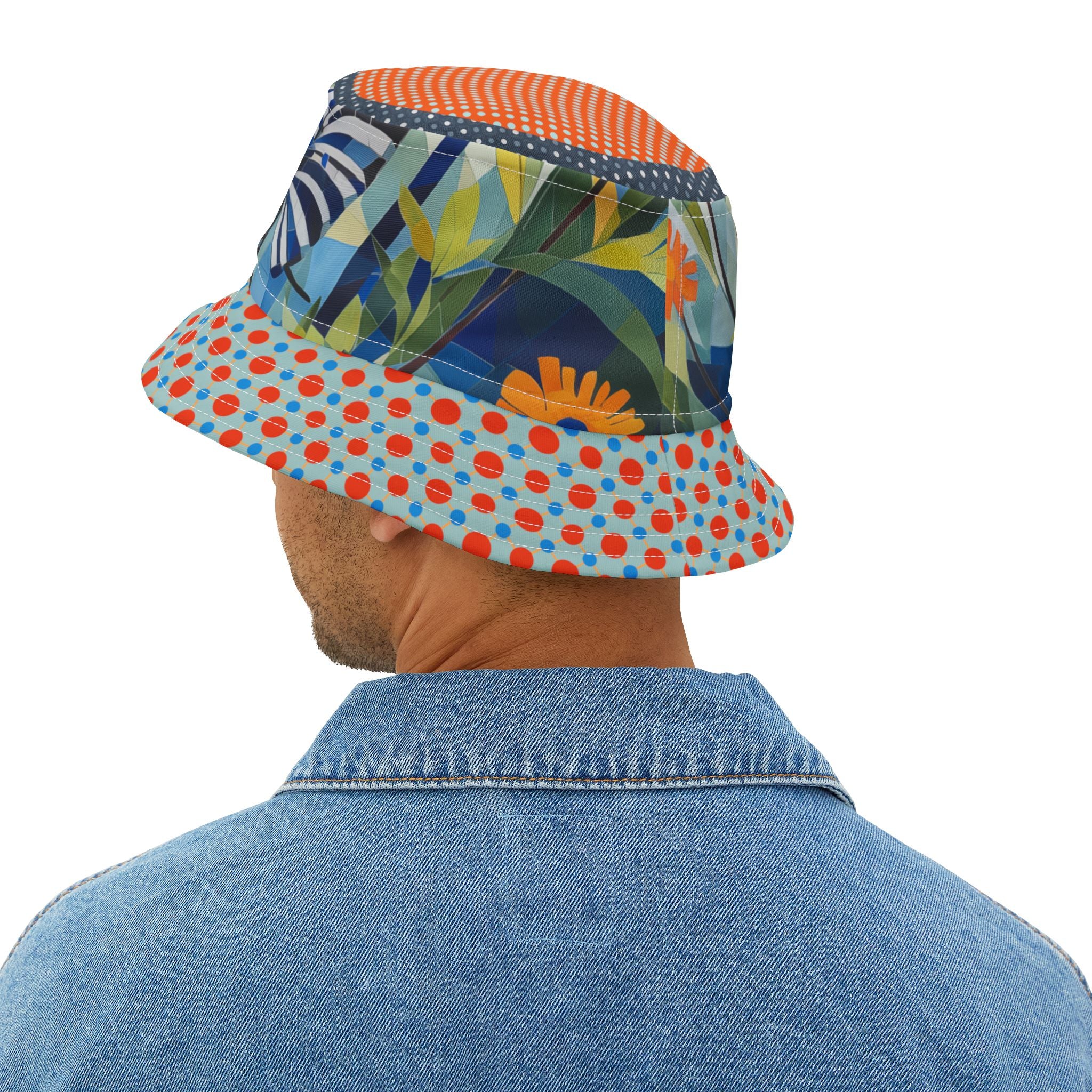 Sunshine and Butterflies in Stripes and Dots Vibrant Bucket Hat