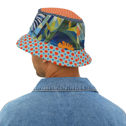 Sunshine and Butterflies in Stripes and Dots Vibrant Bucket Hat