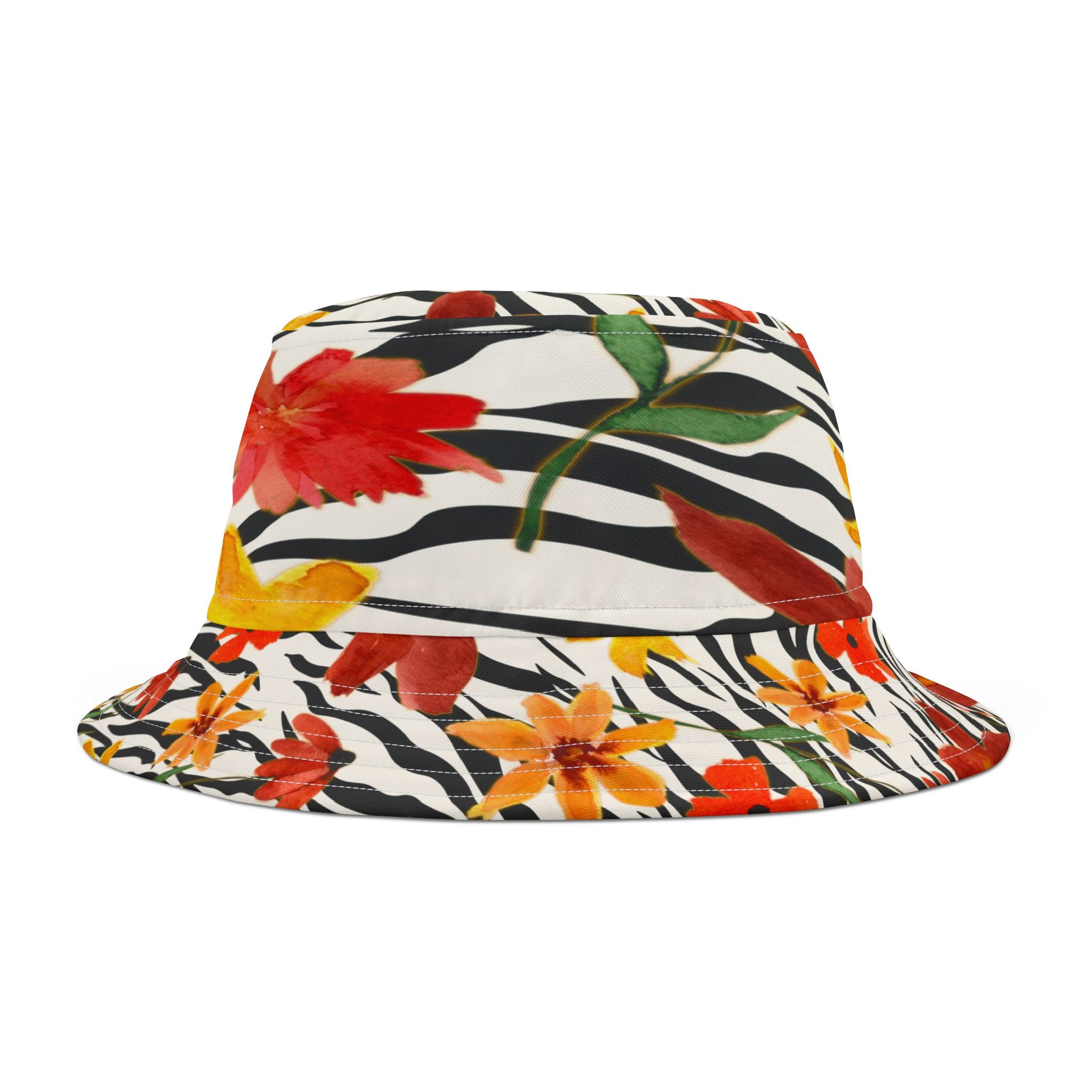 Meet Me in Tangiers Zebra Floral Stripe Vibrant Bucket Hat