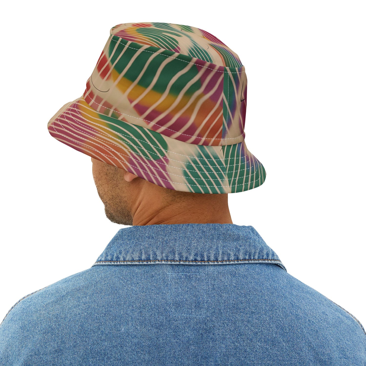 Hippie Groove Abstract Camo Stripe Tie-Dye Vibrant Bucket Hat