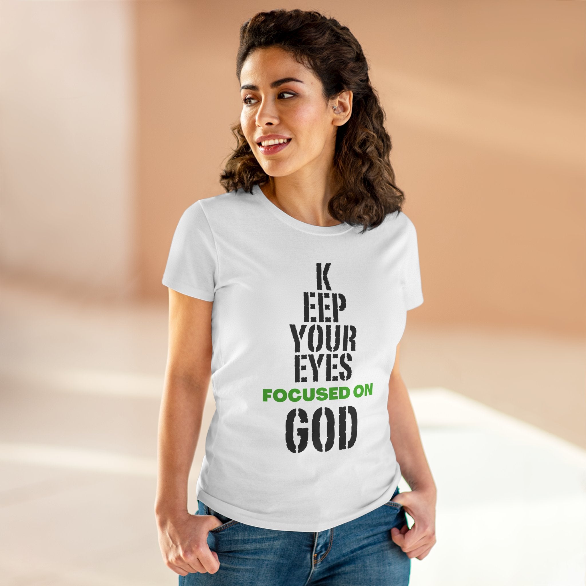 Keep Your Eyes Focused on God  Midweight Cotton Tee - Faith Based Tee
