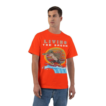 Living the Dream Dinosaur Surfer Heavyweight Tee