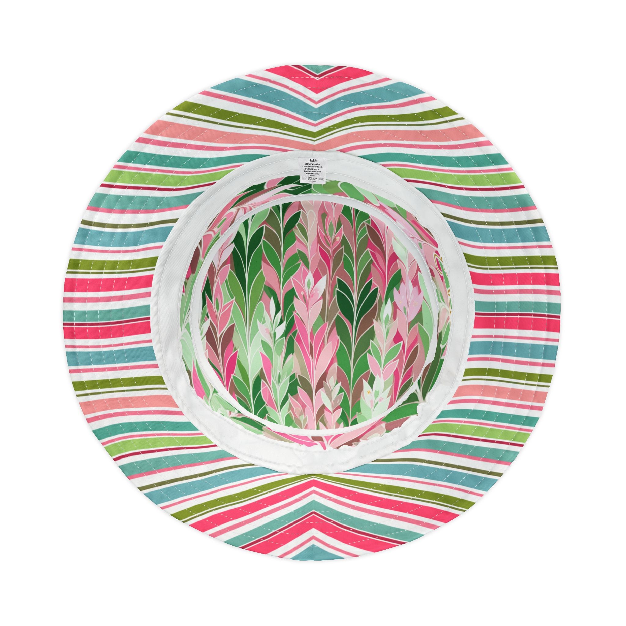 Leaves in Pink and Green Abstract Vibrant Bucket Hat