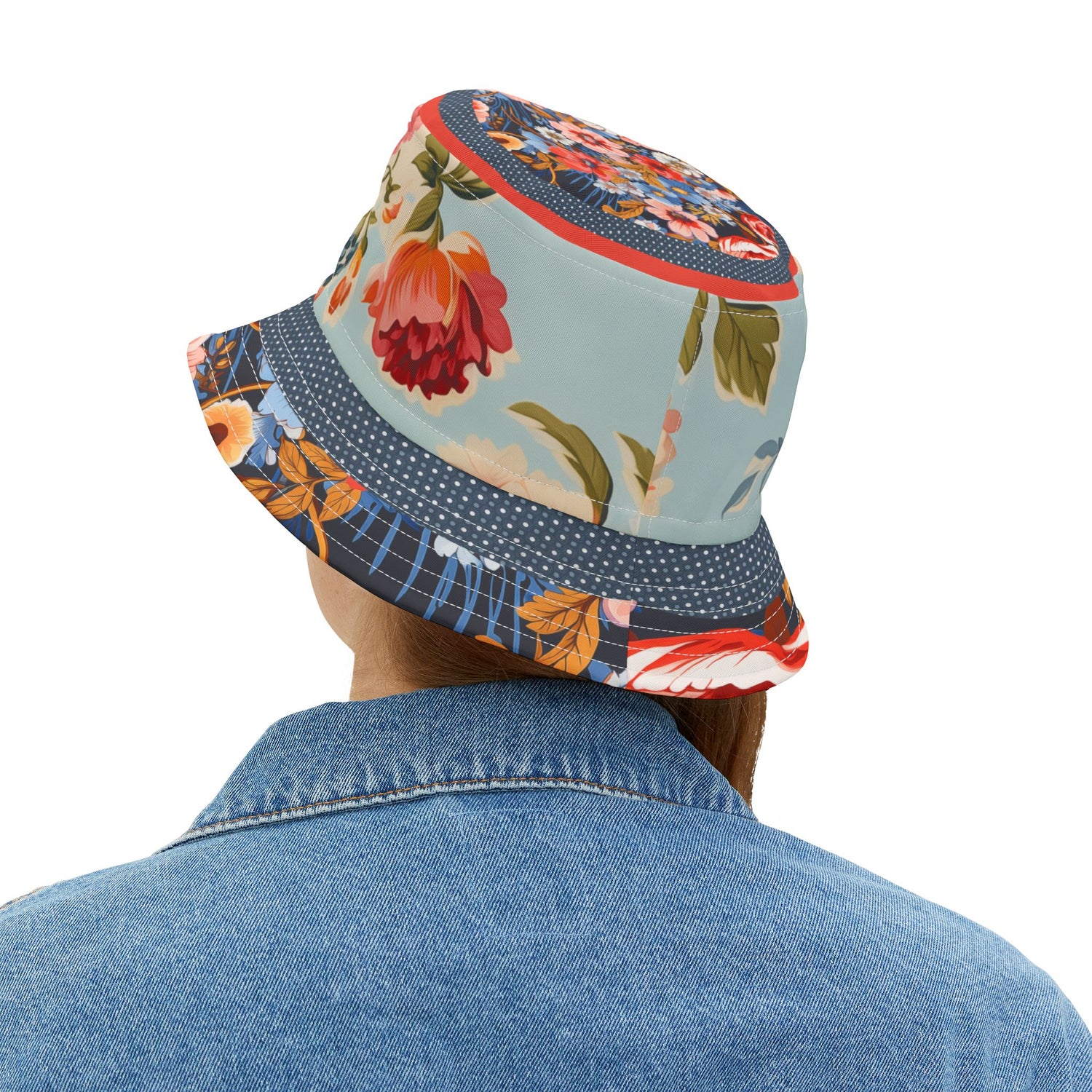 Lauren Ashley English Rose Floral Vibrant Bucket Hat