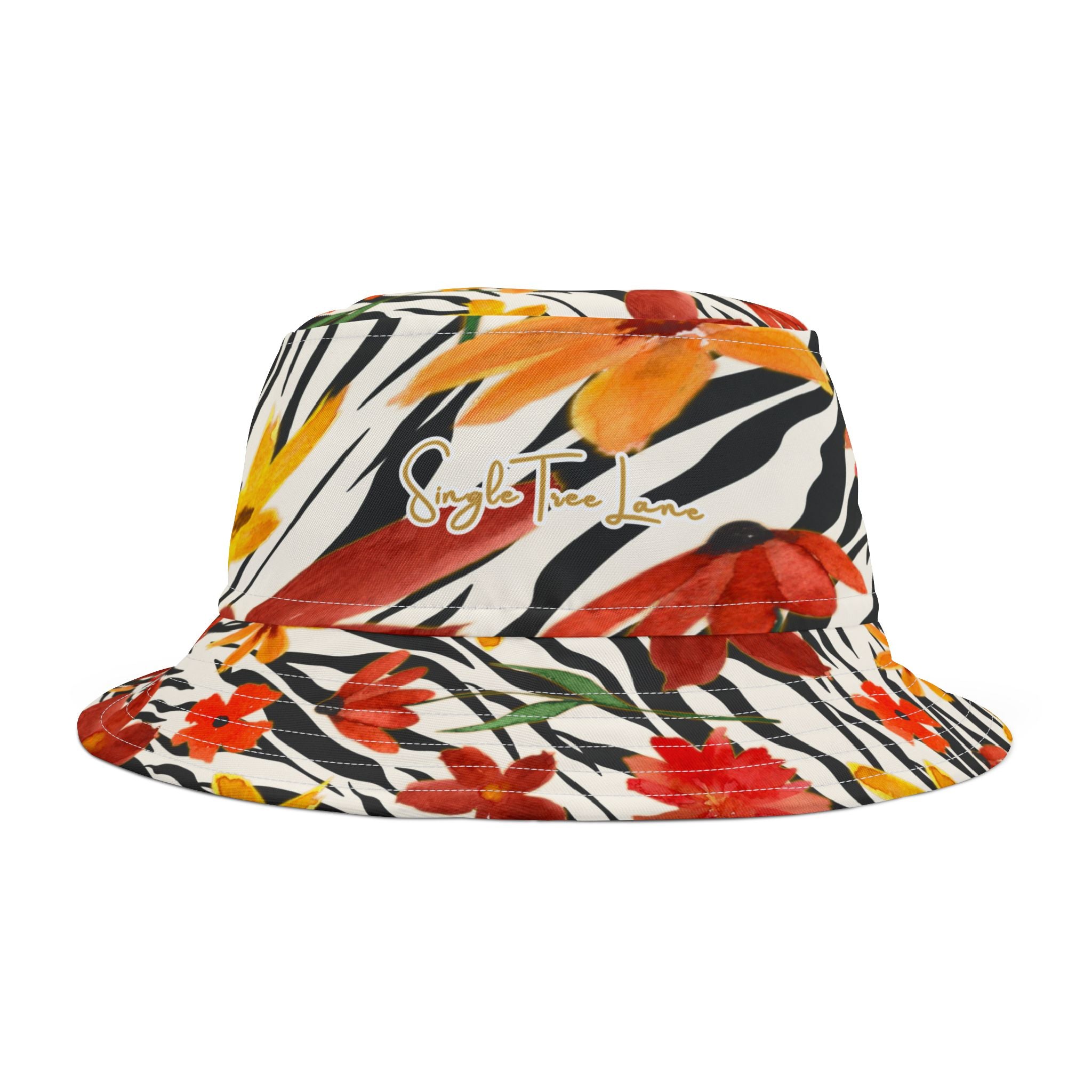 Meet Me in Tangiers Zebra Floral Stripe Vibrant Bucket Hat