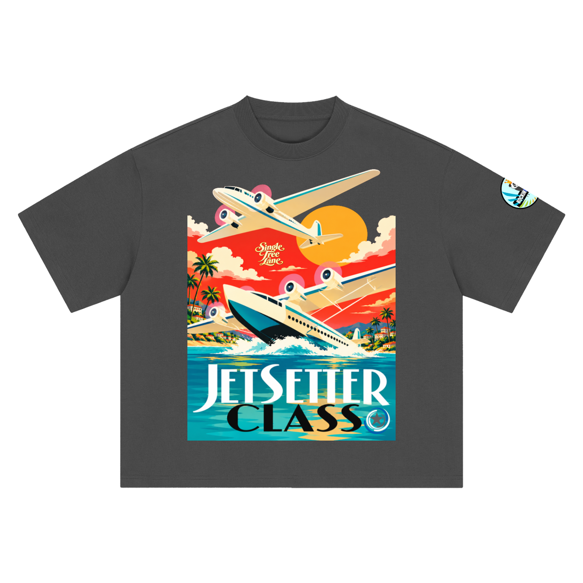 Jetsetter Class Luxury Travel Boxy Oversized Unisex T-Shirt