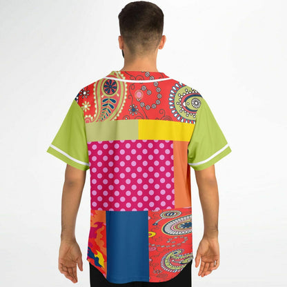 Chili Pepper Patchwork Eco-Poly Unisex Button Front Jersey