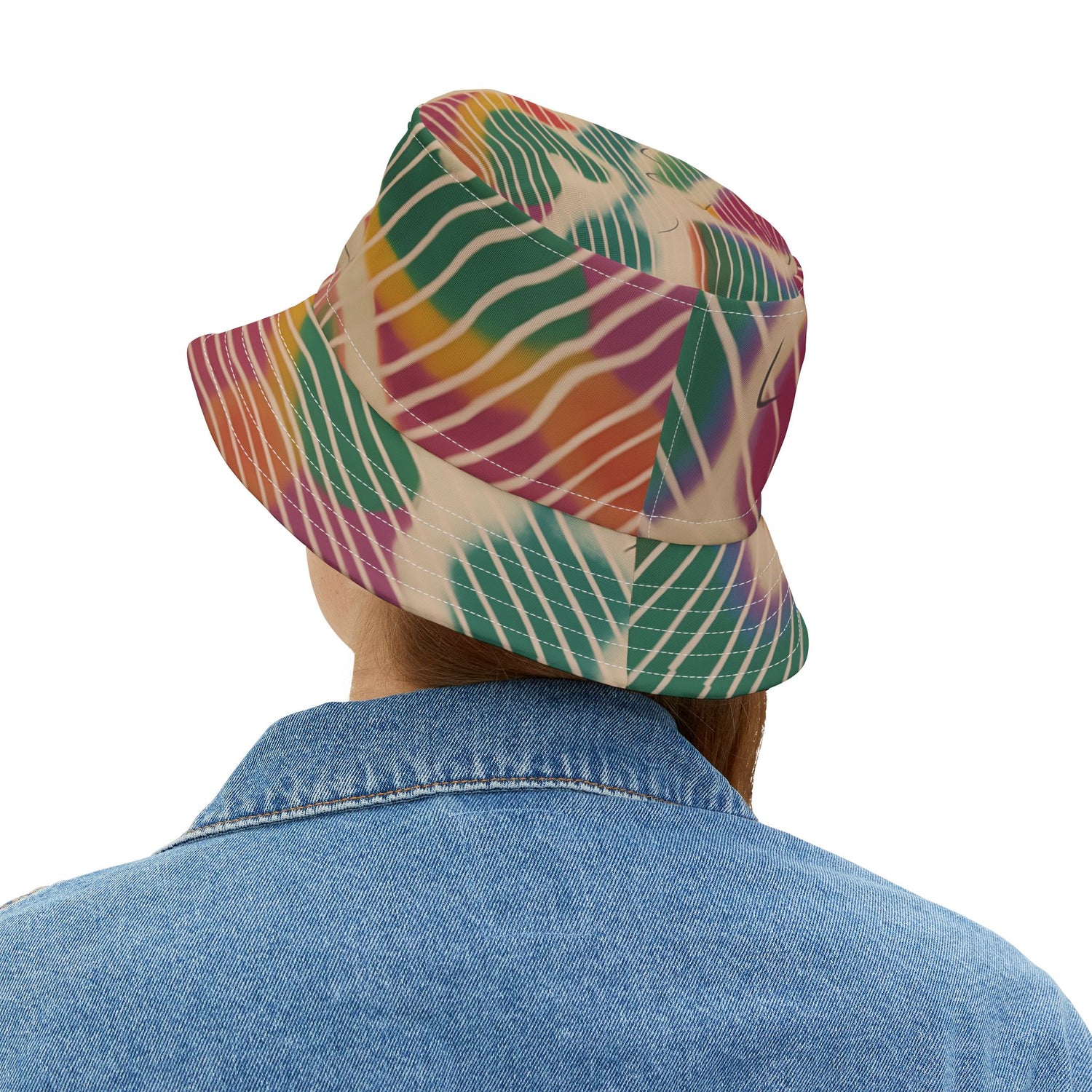 Hippie Groove Abstract Camo Stripe Tie-Dye Vibrant Bucket Hat