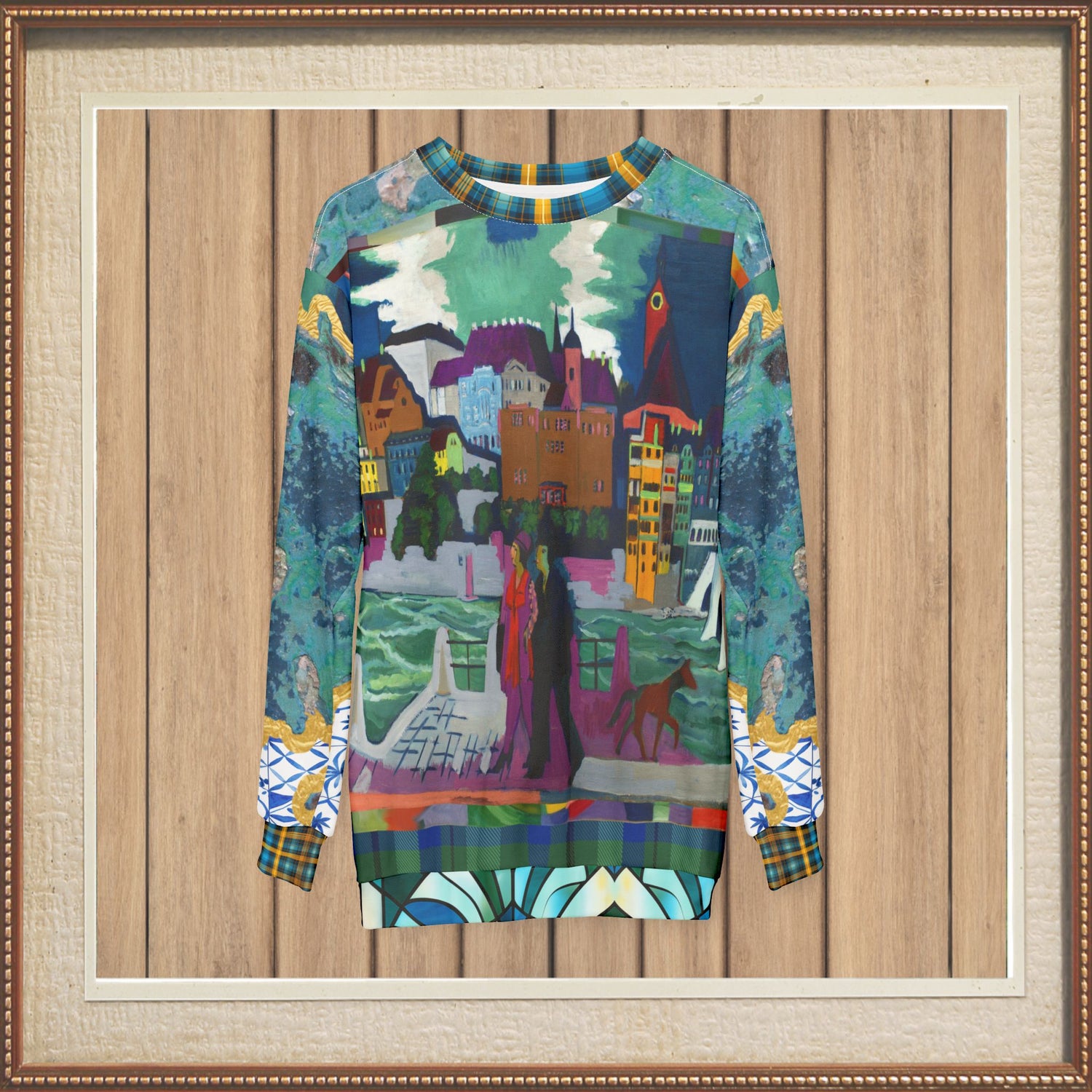 Basel at the Rhine in Expressionism Unisex Sweatshirt (Gold Label)