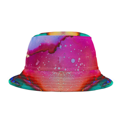 Martian Marble Swirl Abstract Print Vibrant Bucket Hat