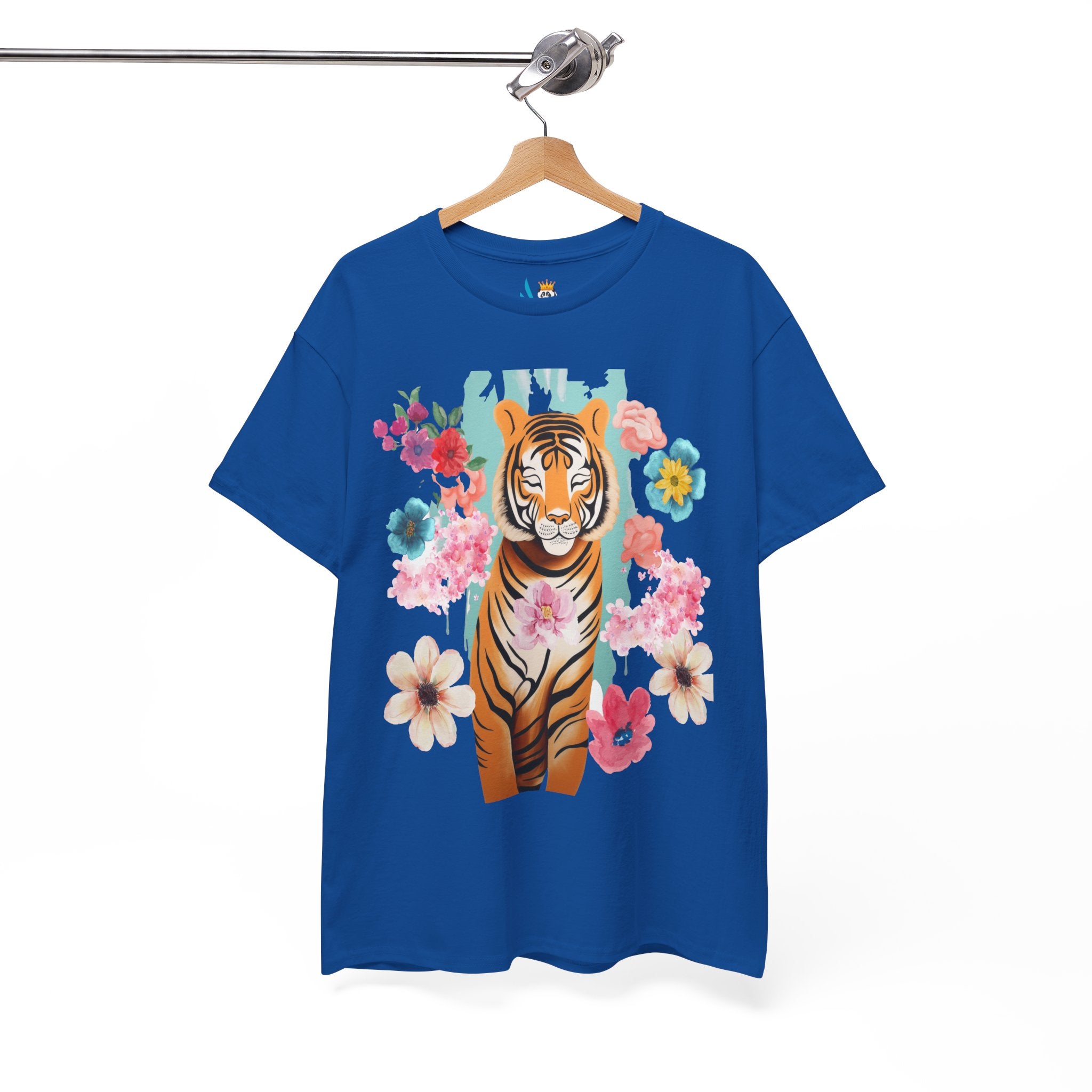 Tiger at Peace in Flowers Heavyweight Unisex Tee