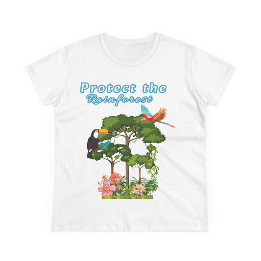 Protect the Rainforest Women's Cotton Tee - Eco-Friendly Nature Shirt