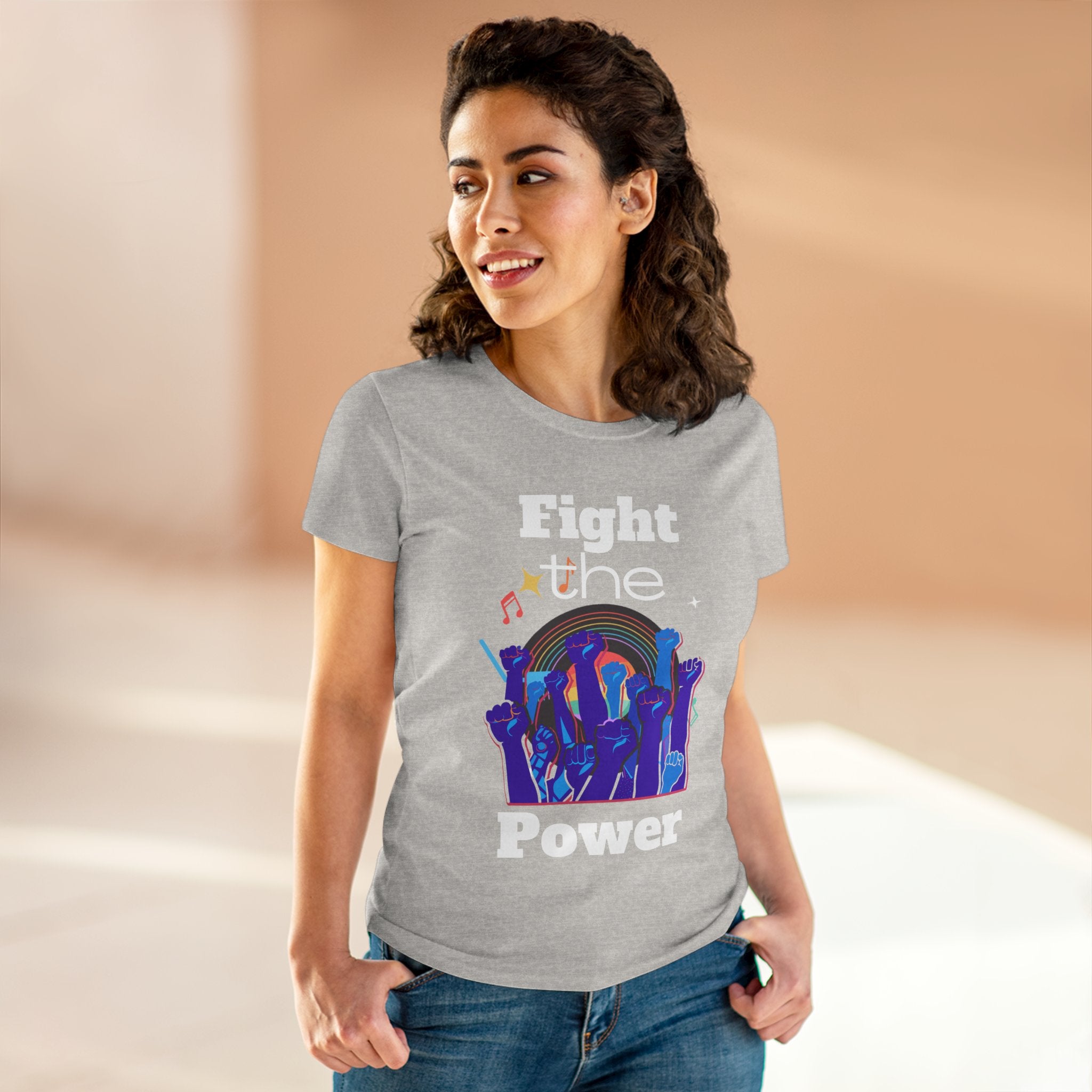T-Shirt - Fight the Power Hands Raised High Graphic Women&